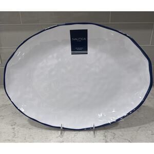 BLUE RIM Melamine Large Serving Tray Platter 16x11.5” Indoor Outdoor NAUTICA New